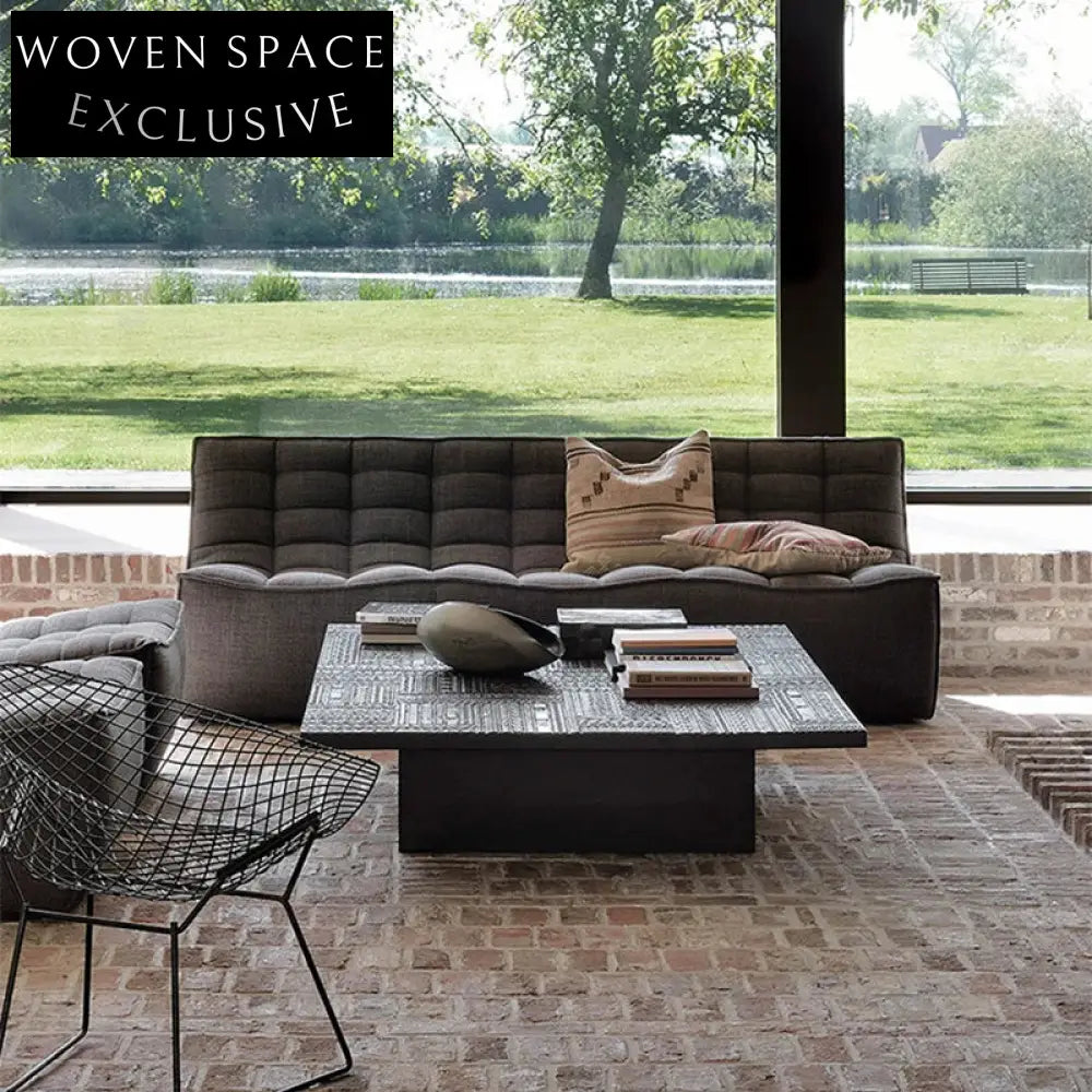 Sleek Black Solid Teak Wood Modern Living Room Rectangular Coffee Table