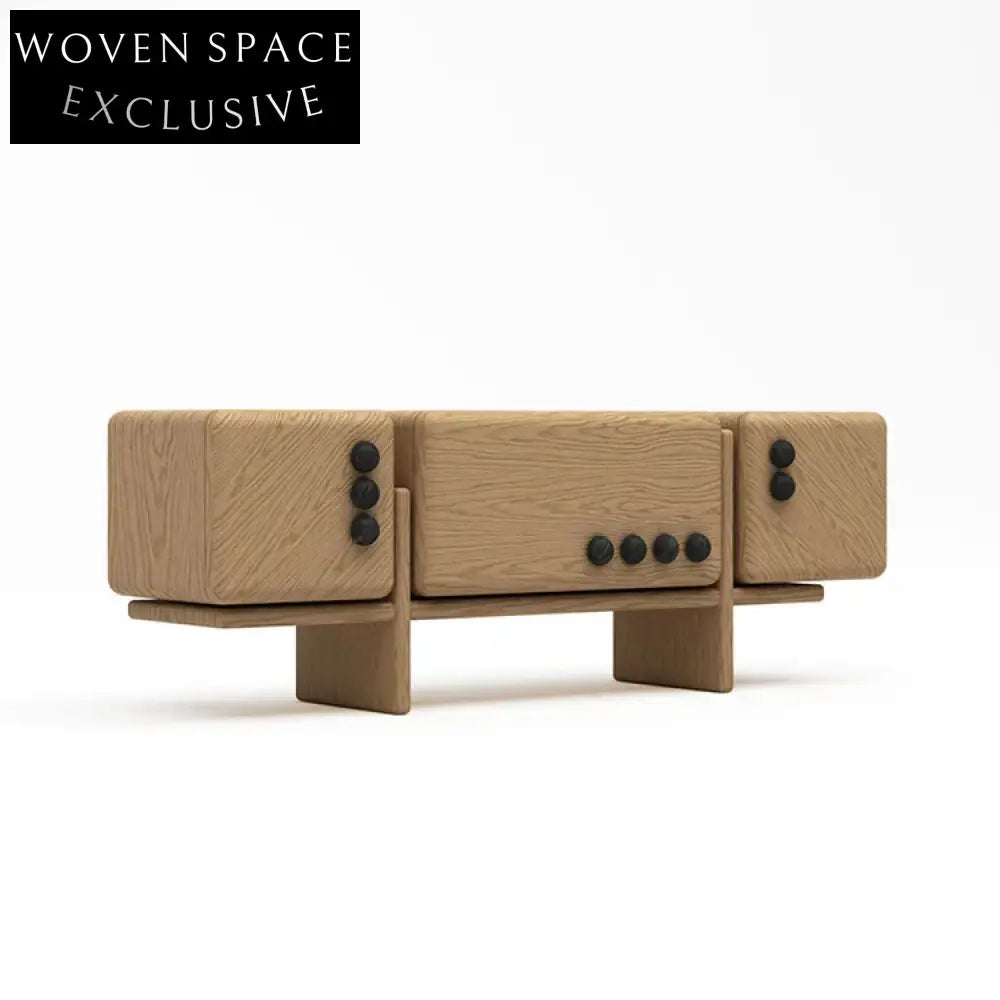 Sleek Black Wood 3-Door Living Room TV Unit Console Sideboard Cabinet