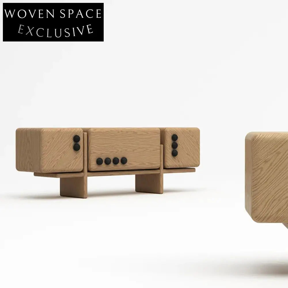 Sleek Black Wood 3-Door Living Room TV Unit Console Sideboard Cabinet