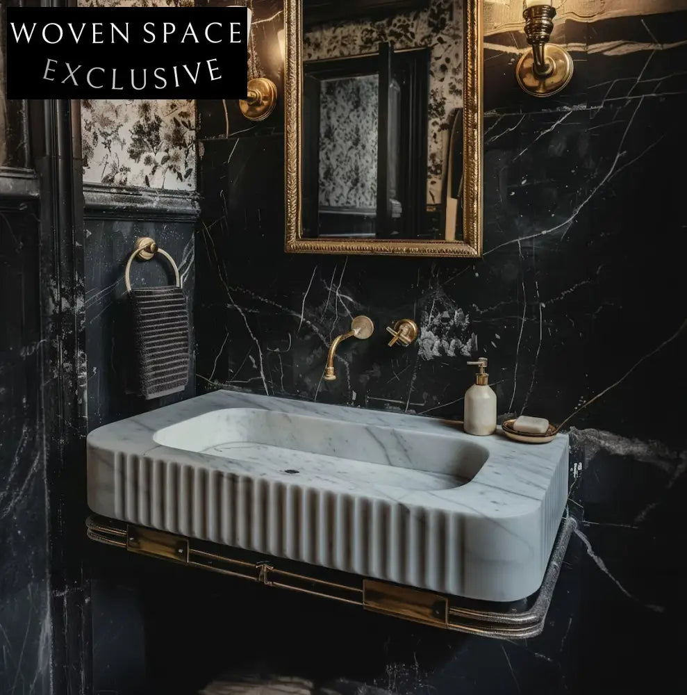 Sleek Carrara Marble Sink White Veined