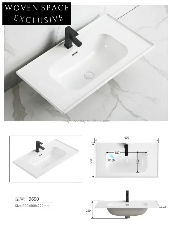 Sleek Ceramic Bathroom Vanity Sink, Modern Lavabo Basin for Cabinets