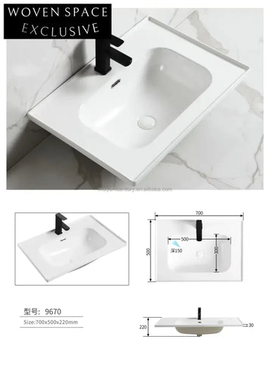 Sleek Ceramic Bathroom Vanity Sink, Modern Lavabo Basin for Cabinets