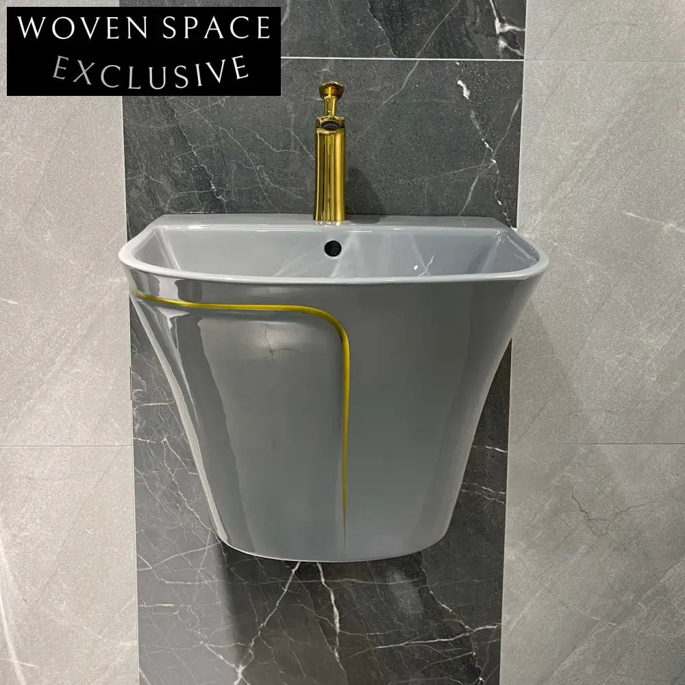 Sleek Ceramic Wall-Mounted Bathroom Wash Basin Sink for Modern Spaces