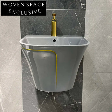 Sleek Ceramic Wall-Mounted Bathroom Wash Basin Sink for Modern Spaces