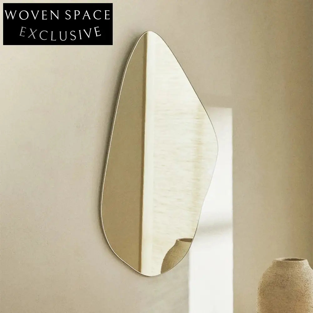 Sleek Contemporary Wall Hanging Mirror, Durable Fiberboard Frame, Clear Glass