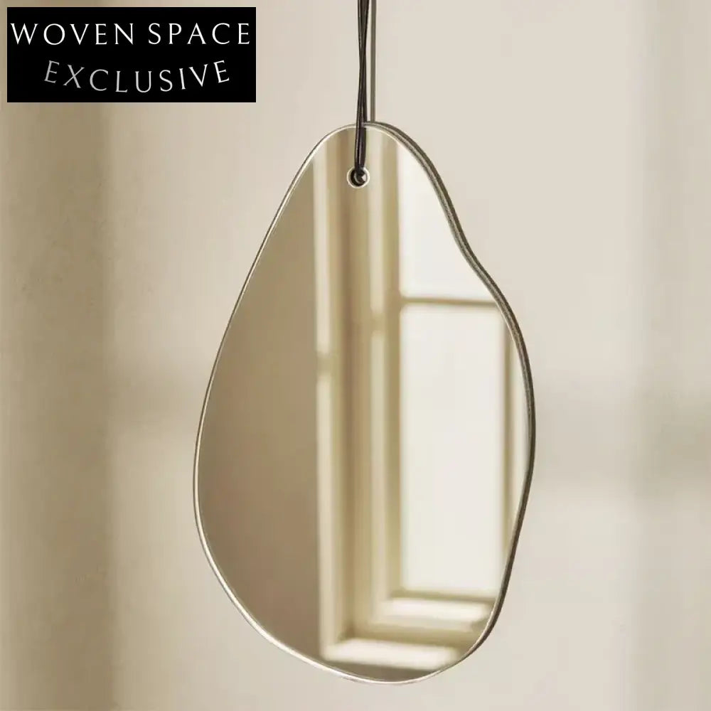 Sleek Contemporary Wall Hanging Mirror, Durable Fiberboard Frame, Clear Glass