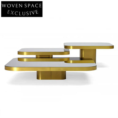 Sleek Glass Top Stainless Steel Square Living Room Center Coffee Table