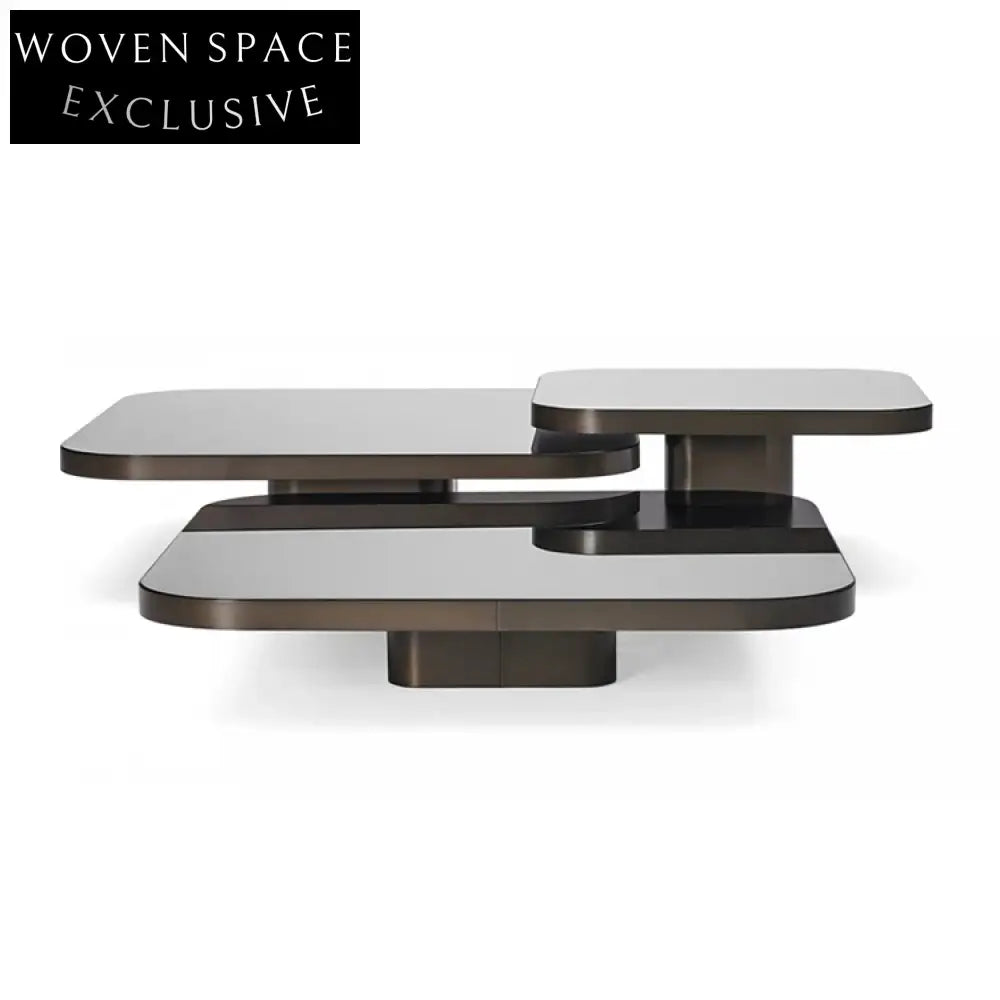 Sleek Glass Top Stainless Steel Square Living Room Center Coffee Table