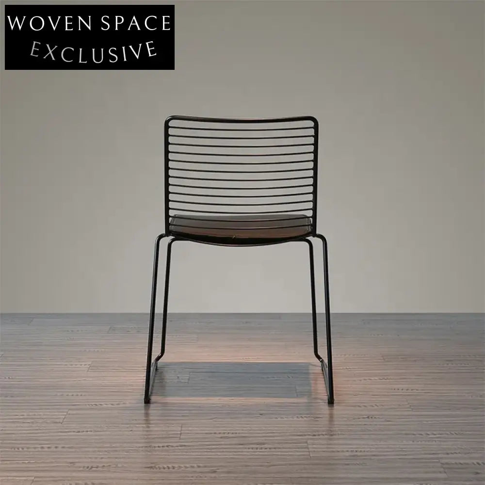 Sleek Industrial Black Metal Wire Frame Cafe Outdoor Dining Chair