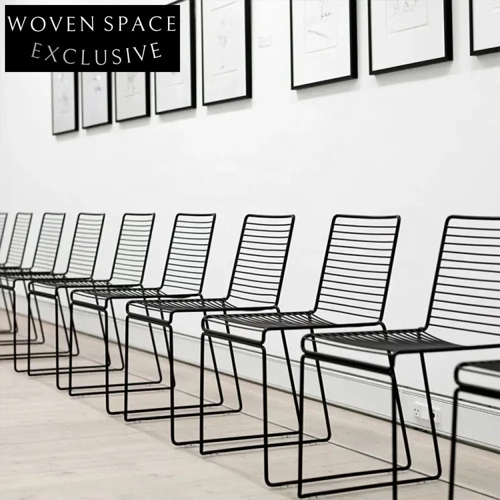 Sleek Industrial Black Metal Wire Frame Cafe Outdoor Dining Chair