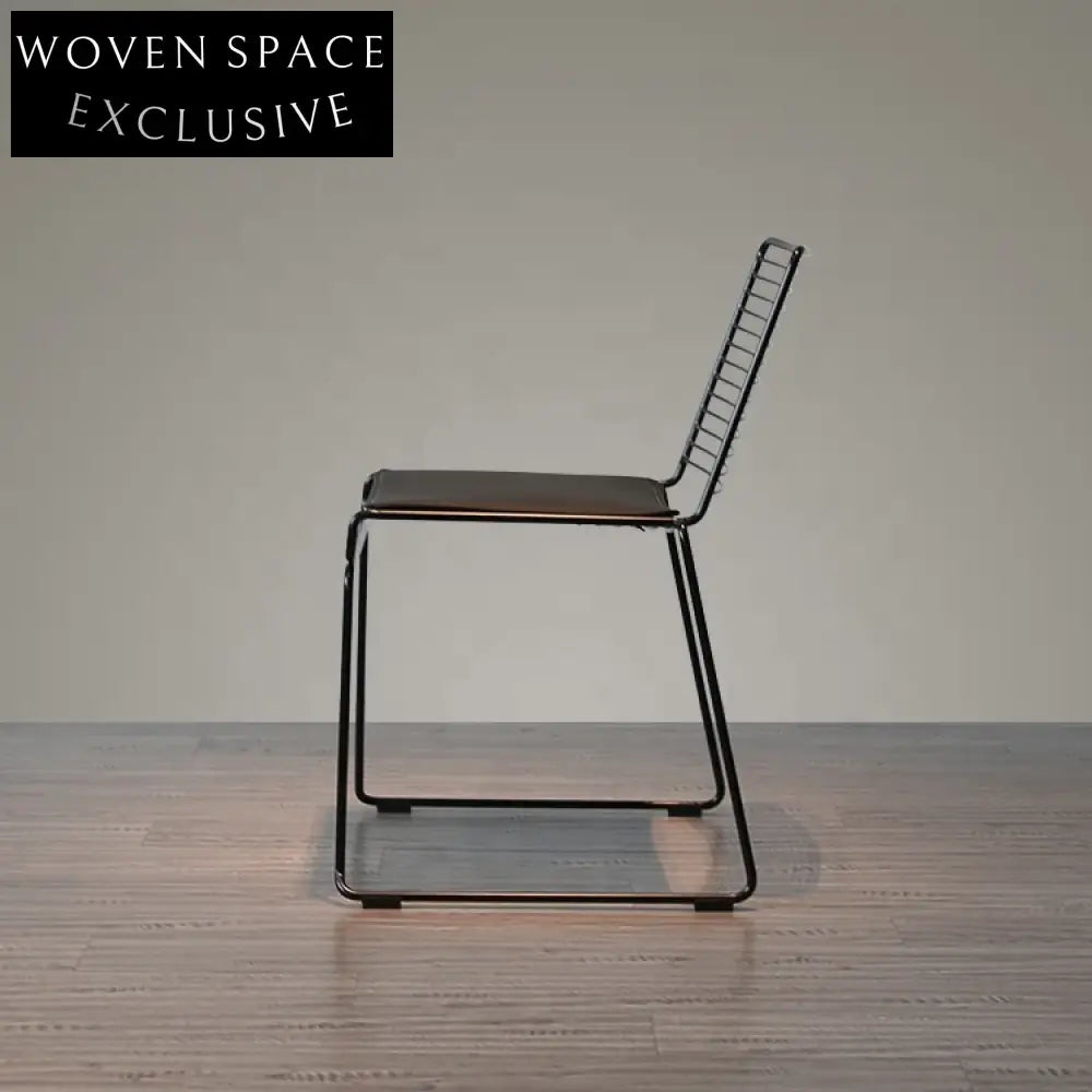 Sleek Industrial Black Metal Wire Frame Cafe Outdoor Dining Chair