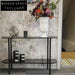 Sleek Industrial Style Tempered Glass Metal Console Entryway Table