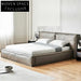 Sleek Italian Modern Microfiber Leather Solid Wood Rectangle Double Bed