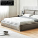 Sleek Italian Modern Microfiber Leather Solid Wood Rectangle Double Bed
