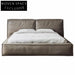 Sleek Italian Modern Microfiber Leather Solid Wood Rectangle Double Bed