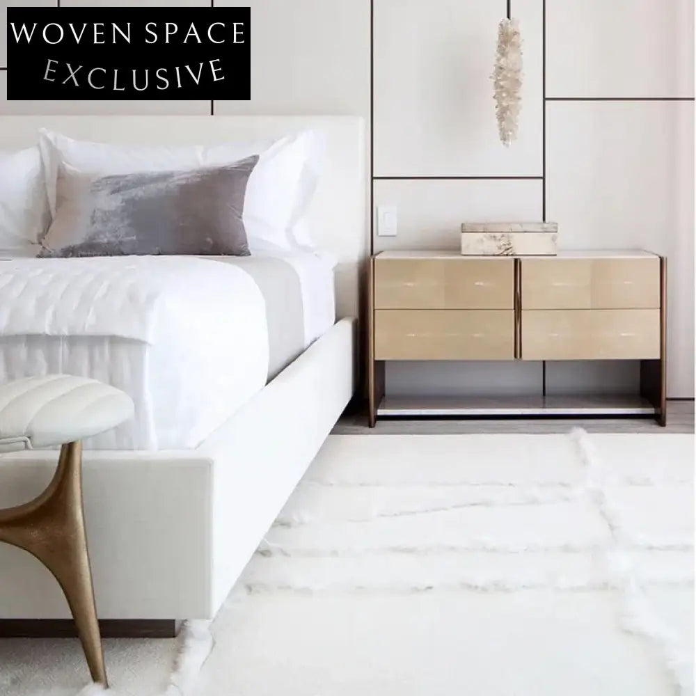 Sleek Marble Top Ash Wood 4-Drawer Nightstand Modern Bedroom Side Table