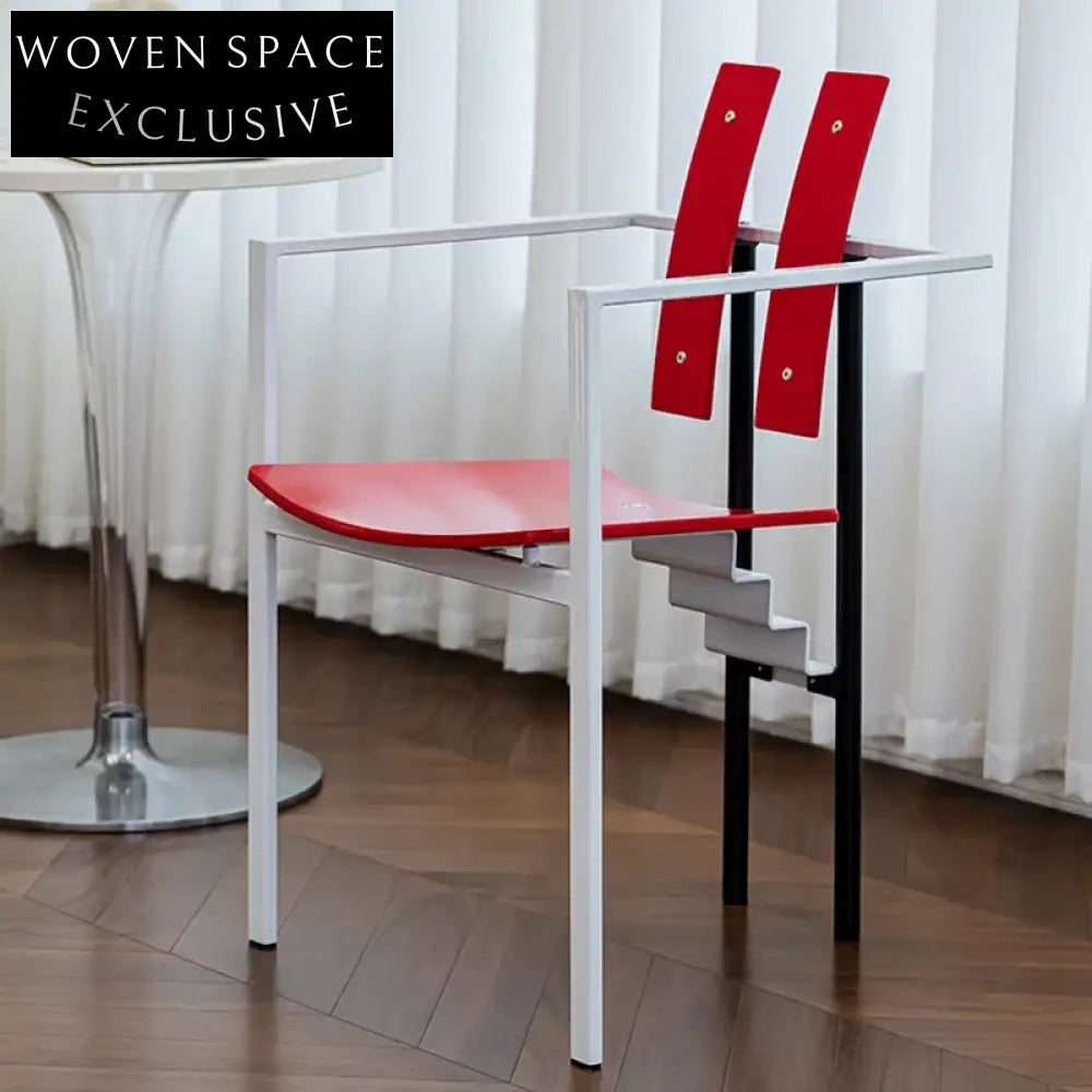 Sleek Metal Dining Chair, Nordic Wood Back, Comfortable Leather Seat, Home Restaurant Chair
