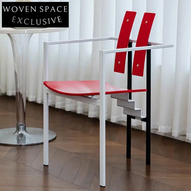 Sleek Metal Dining Chair, Nordic Wood Back, Comfortable Leather Seat, Home Restaurant Chair