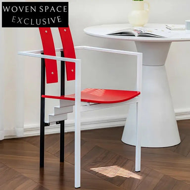 Sleek Metal Dining Chair, Nordic Wood Back, Comfortable Leather Seat, Home Restaurant Chair