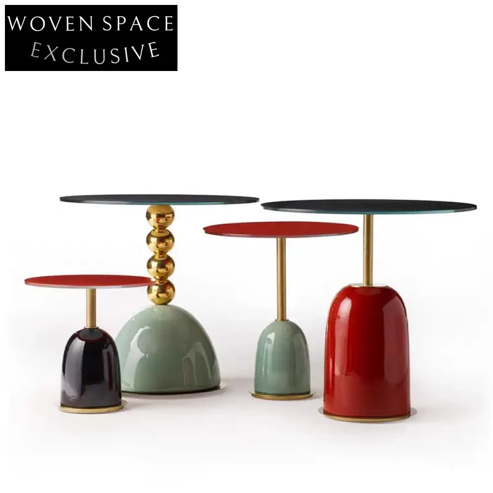 Sleek Minimalist Round Glass Top Accent Living Room Table