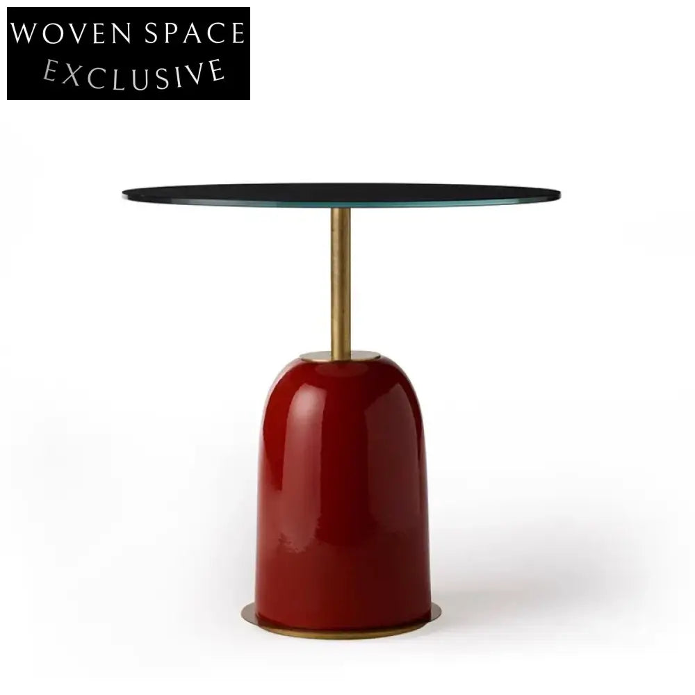 Sleek Minimalist Round Glass Top Accent Living Room Table