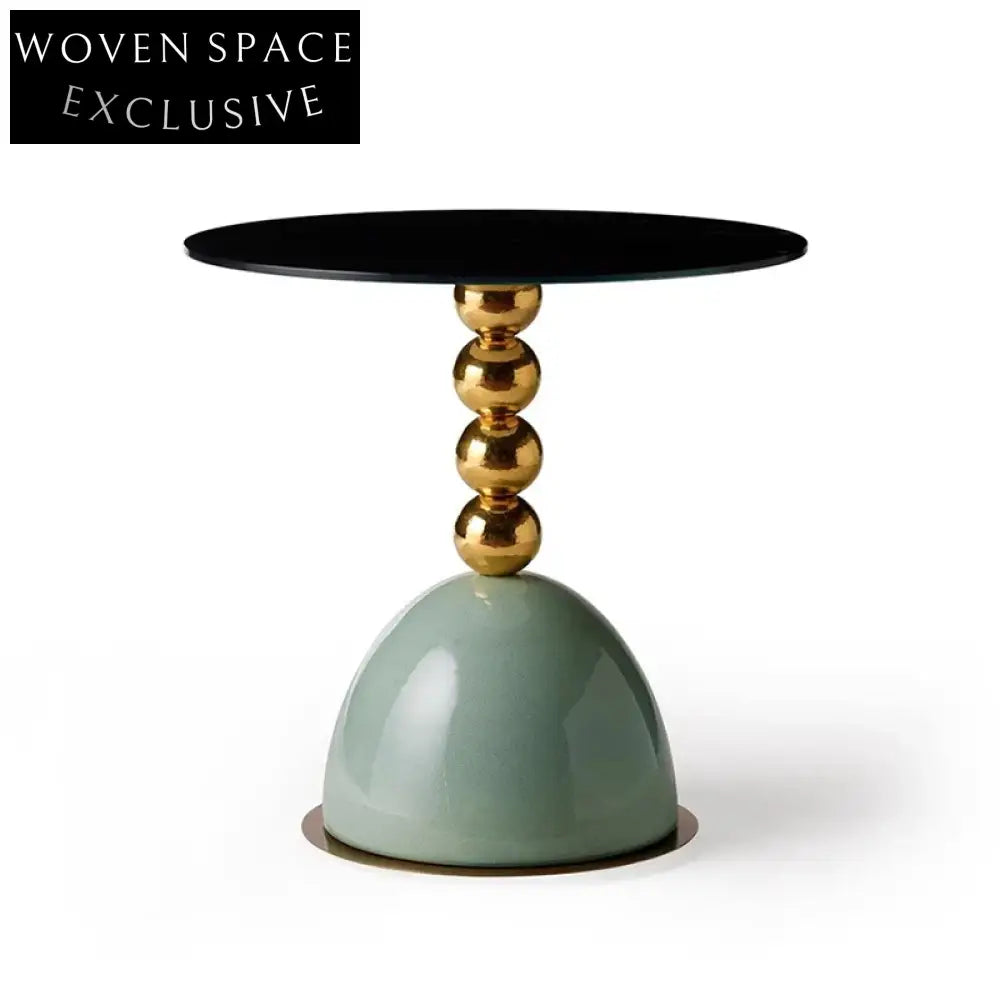 Sleek Minimalist Round Glass Top Accent Living Room Table