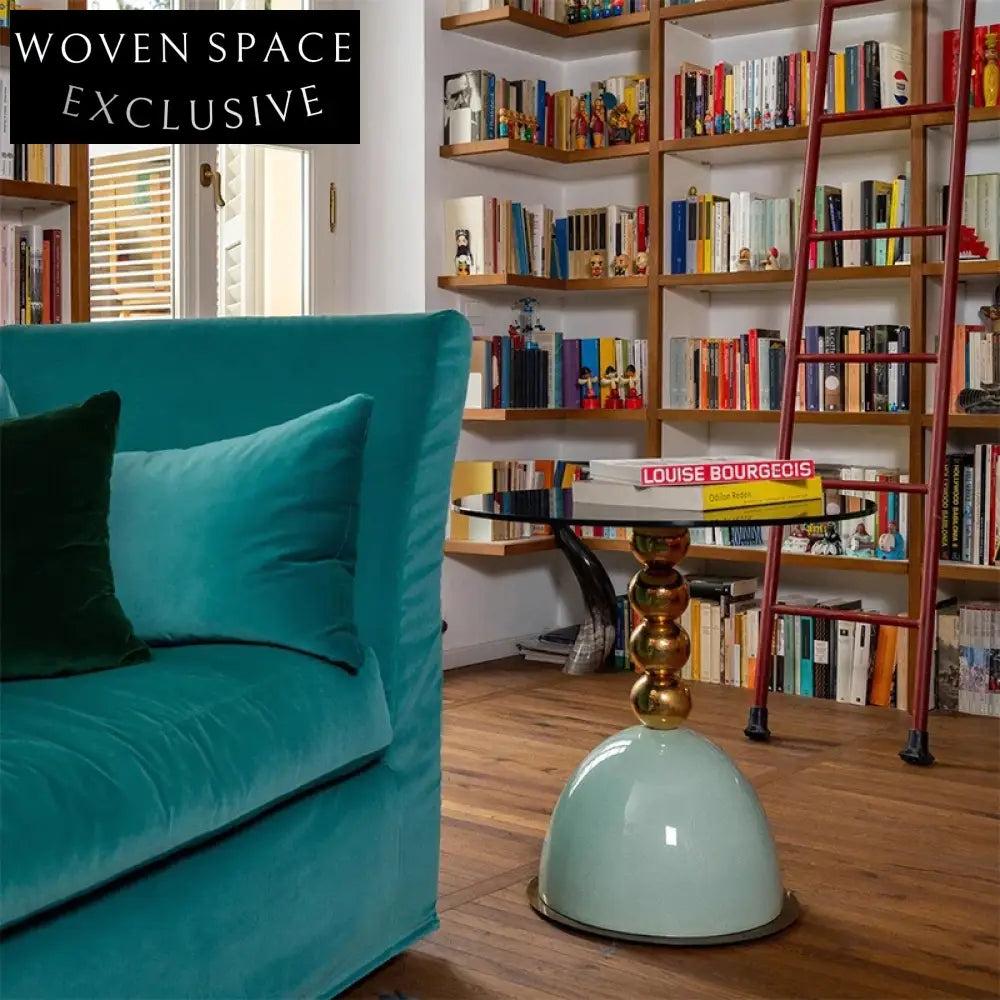 Sleek Minimalist Round Glass Top Accent Living Room Table