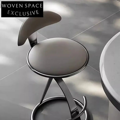 Sleek Modern Leather Upholstered Bar Stool with Metal Base and Backrest