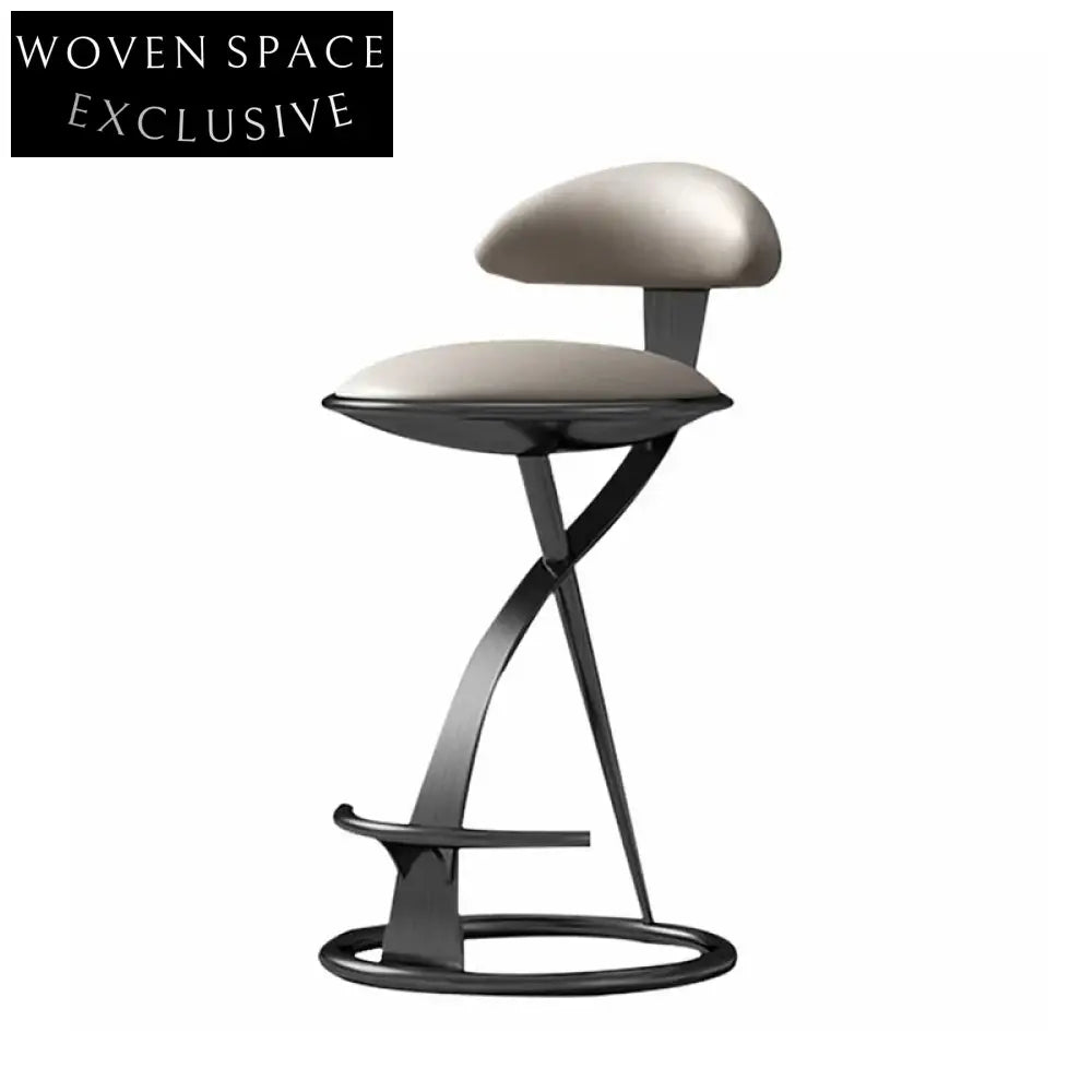 Sleek Modern Leather Upholstered Bar Stool with Metal Base and Backrest