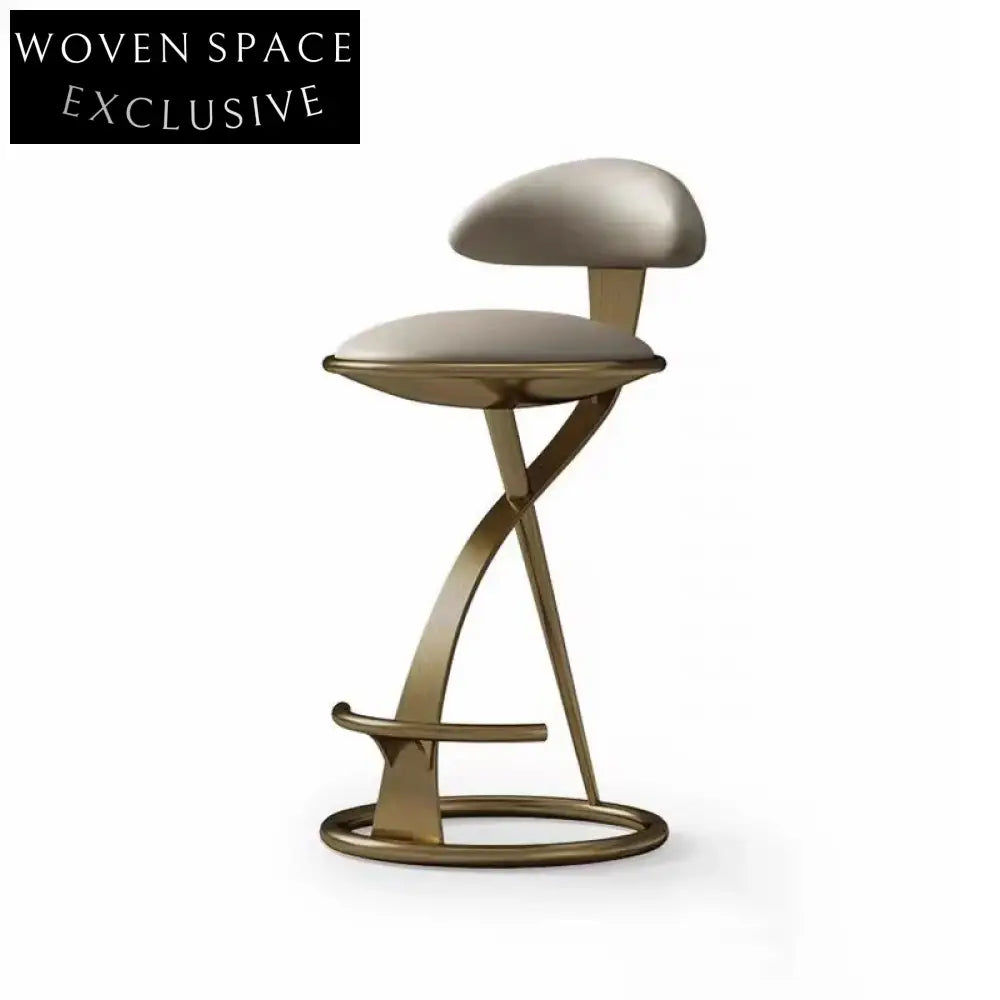 Sleek Modern Leather Upholstered Bar Stool with Metal Base and Backrest