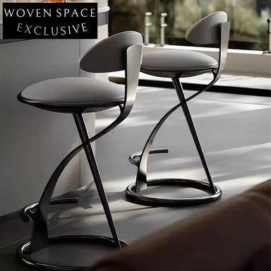 Sleek Modern Leather Upholstered Bar Stool with Metal Base and Backrest