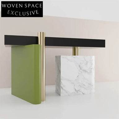 Sleek Modern Living Room Console Table with Metal Top and Elegant Marble Base