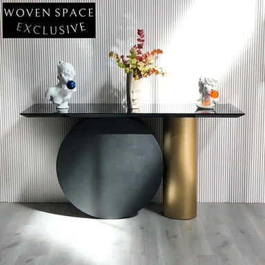 Sleek Modern Luxury Stainless Steel Marble Top Entryway Decorative Console Table