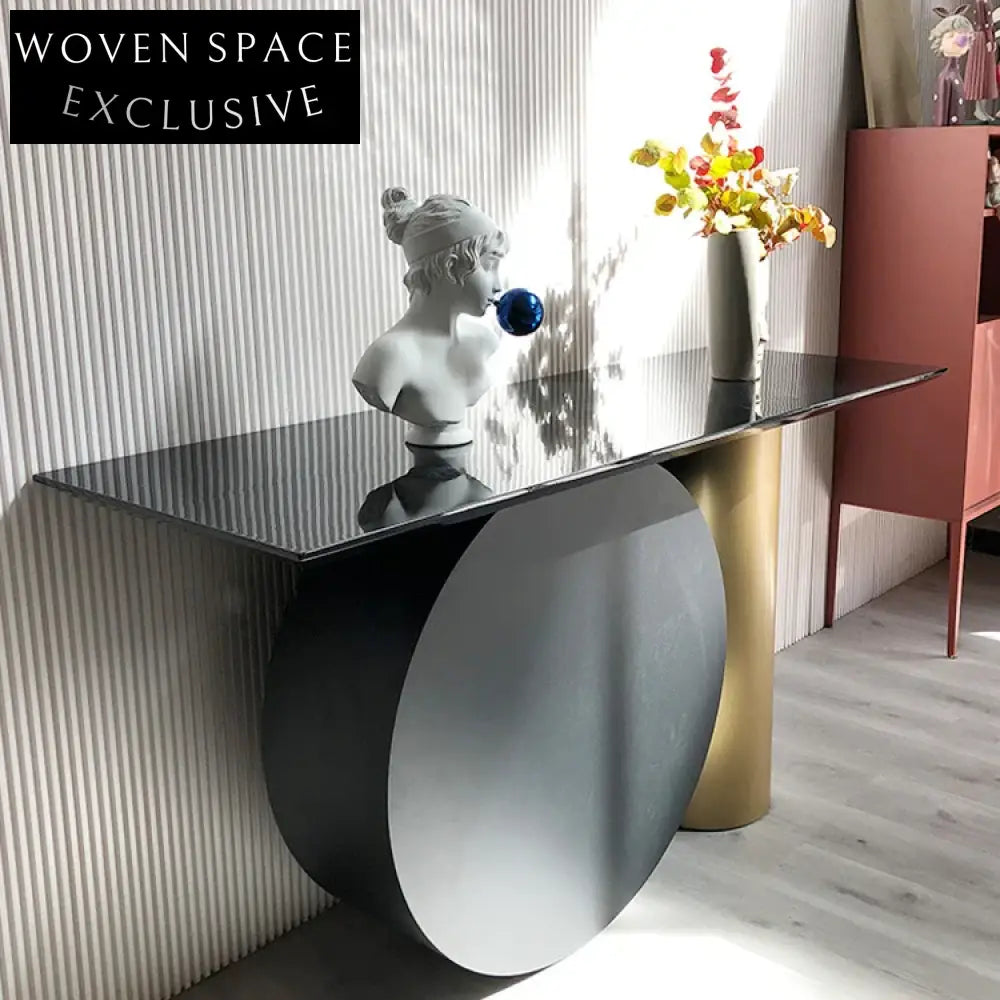 Sleek Modern Luxury Stainless Steel Marble Top Entryway Decorative Console Table