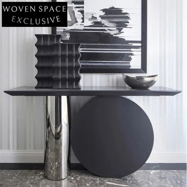 Sleek Modern Luxury Stainless Steel Marble Top Entryway Decorative Console Table