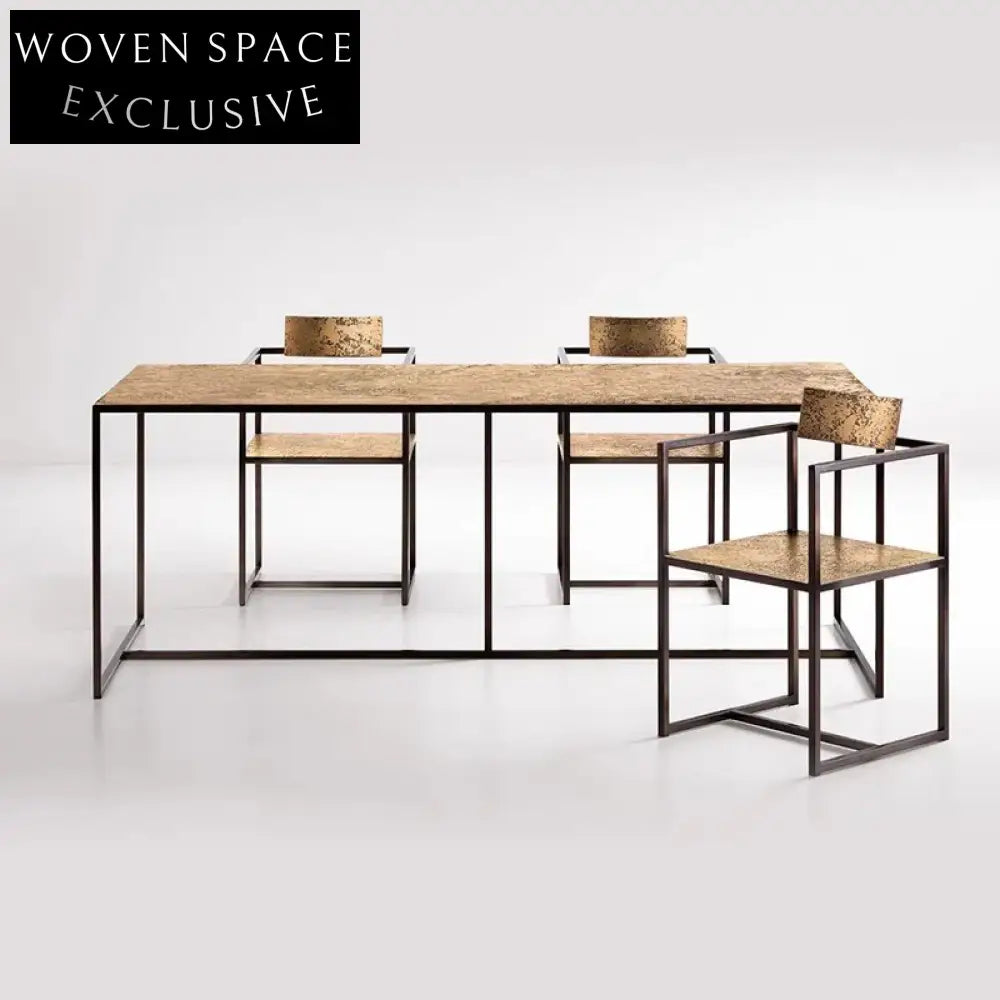 Sleek Modern Metal Dining Chair & Rectangular Table Set for Home