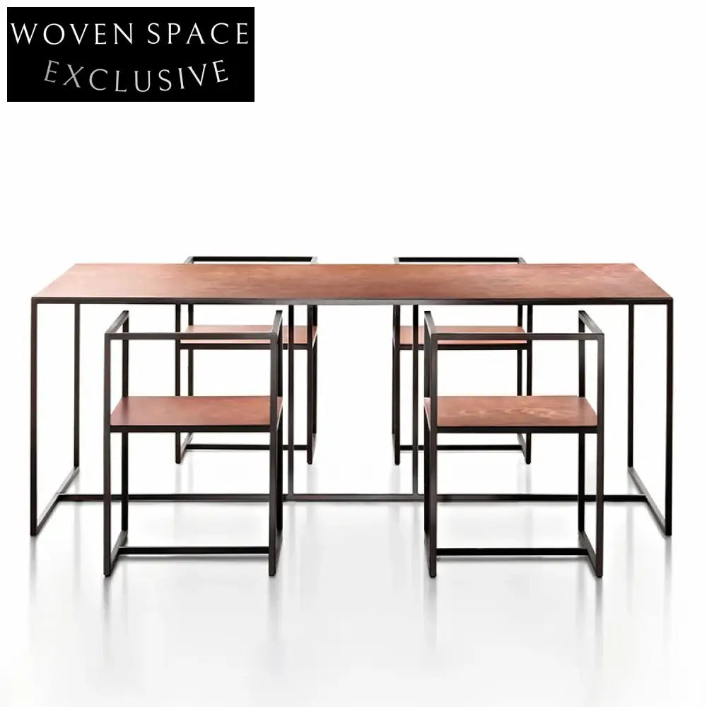 Sleek Modern Metal Dining Chair & Rectangular Table Set for Home