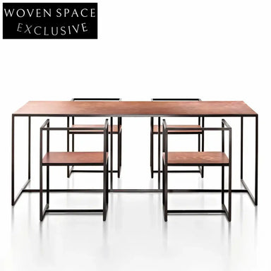 Sleek Modern Metal Dining Chair & Rectangular Table Set for Home