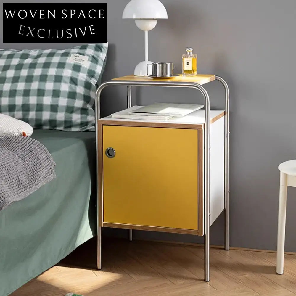 Sleek Modern Metal Storage Cabinet with Drawers - Versatile End Table for Home