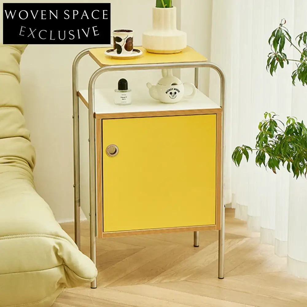 Sleek Modern Metal Storage Cabinet with Drawers - Versatile End Table for Home