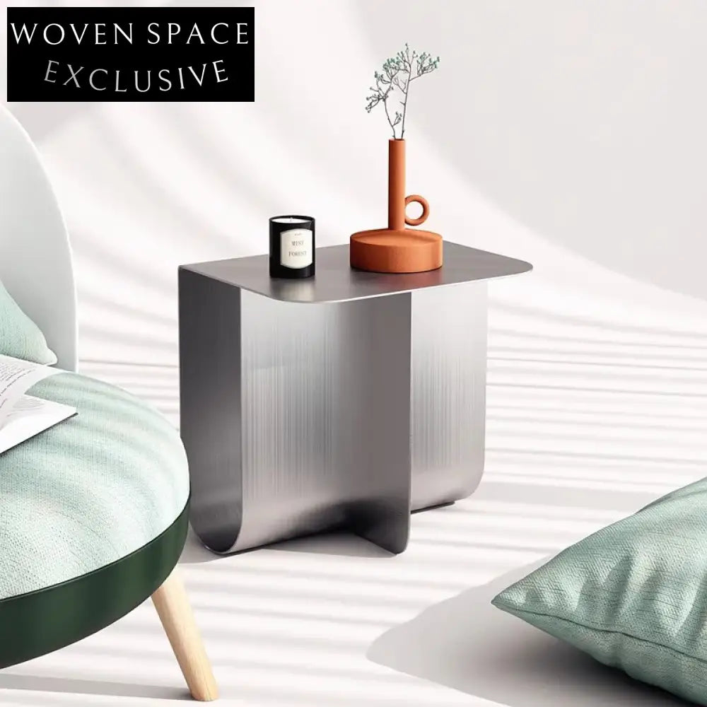 Sleek Modern Minimalist Metal Stainless Steel Coffee Table for Living Room