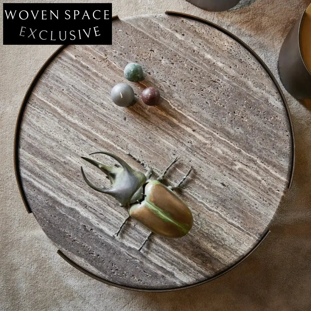 Sleek Modern Minimalist Stainless Steel Base Round Living Room Coffee Table