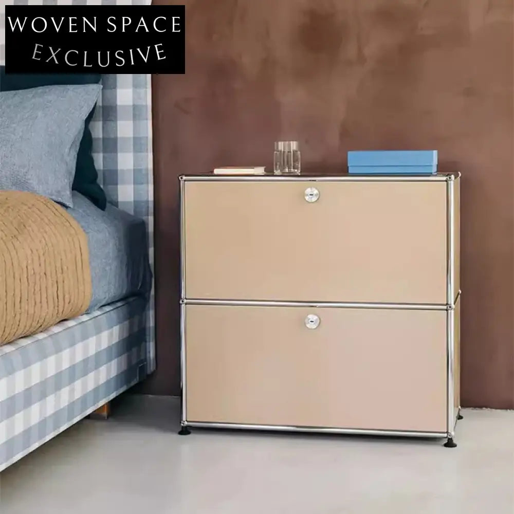 Sleek Modern Minimalist Stainless Steel Corner Storage Cabinet with Drawers