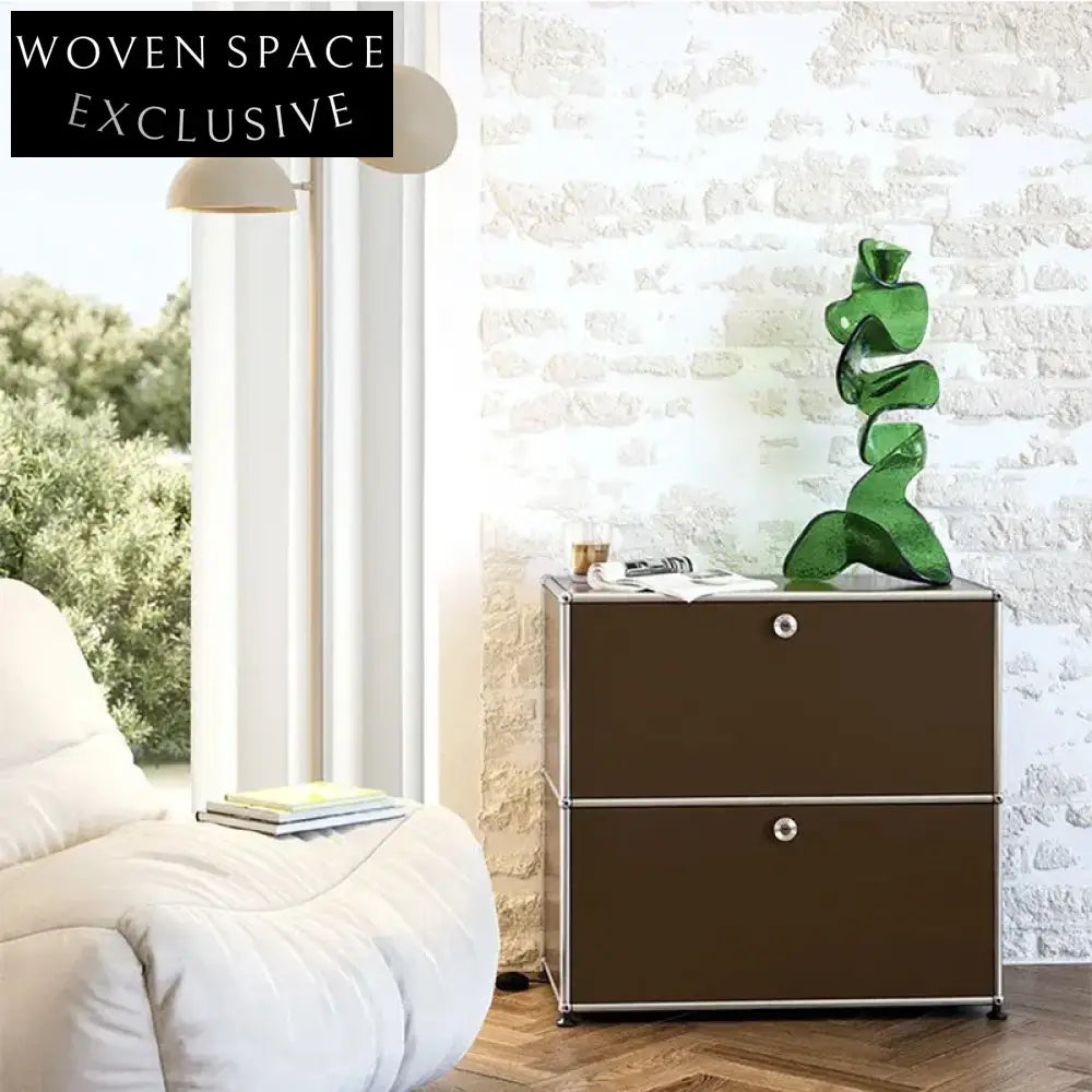 Sleek Modern Minimalist Stainless Steel Corner Storage Cabinet with Drawers