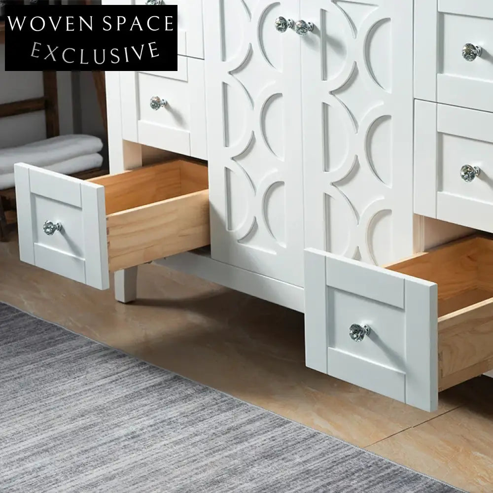 Sleek Modern Modular Bathroom Vanity, Soft-Close Drawers & Solid Wood Cabinet