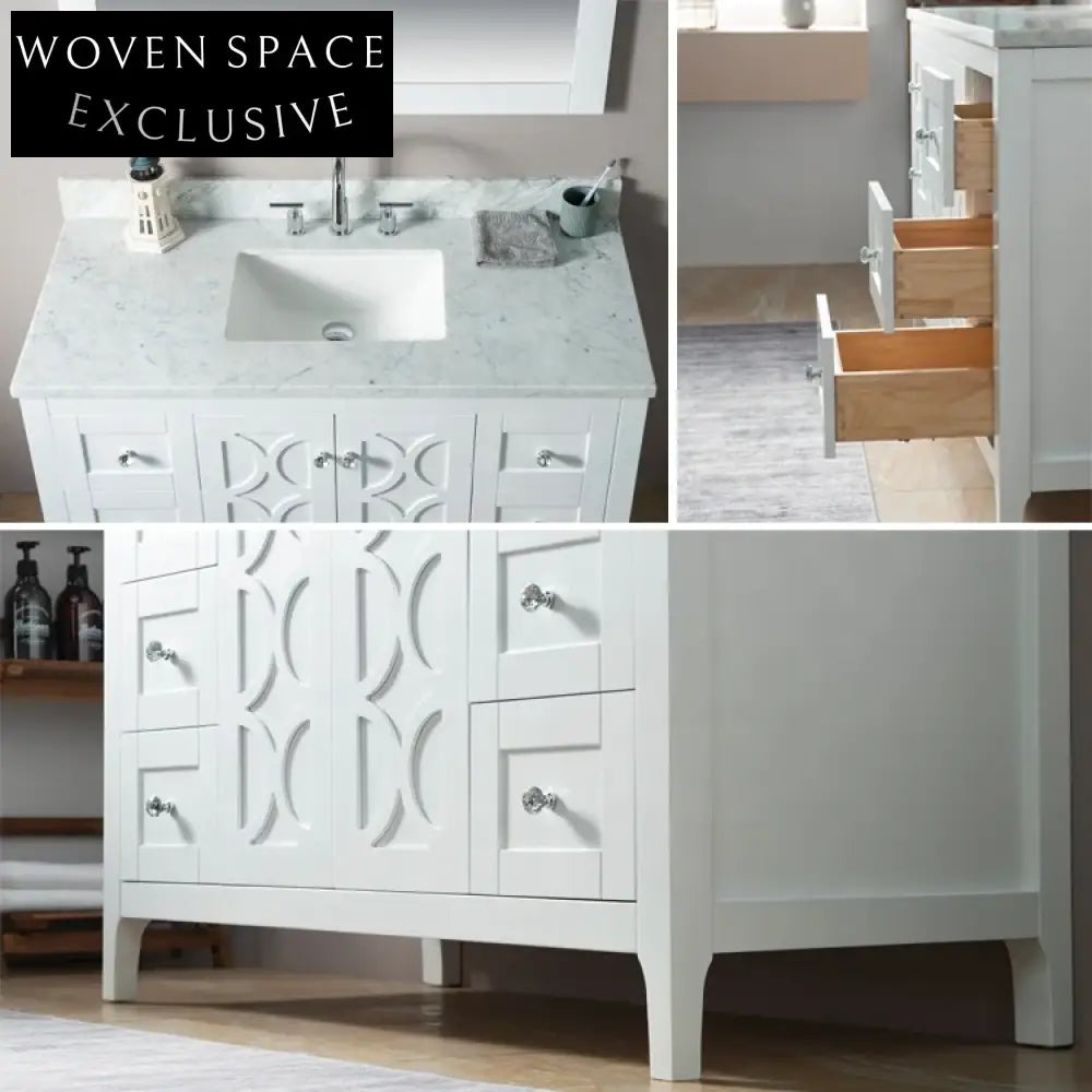 Sleek Modern Modular Bathroom Vanity, Soft-Close Drawers & Solid Wood Cabinet