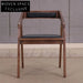 Sleek Modern Nordic Upholstered Leather Wood Armrest Dining Chair