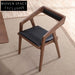 Sleek Modern Nordic Upholstered Leather Wood Armrest Dining Chair
