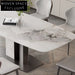 Sleek Modern Rectangle Slate Dining Table with Stainless Steel Base