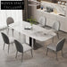 Sleek Modern Rectangle Slate Dining Table with Stainless Steel Base